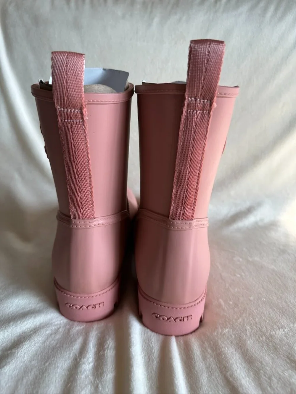 NIB! Rare! Coach CW977 Women's Ryder Rainboot In Pink Petal Size US 5B/EUR 35.5B